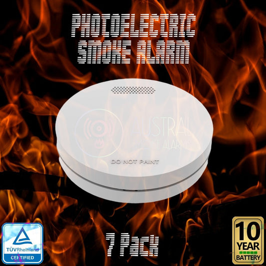 7 Pack Wireless Interconnected Photoelectric Smoke Alarms with Free Remote Control