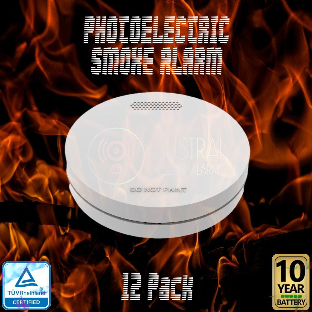 12 Pack Wireless Interconnected Photoelectric Smoke Alarms with Free Remote Control